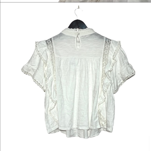NWT Free People Le Femme Top Ruffle Lace Pleat Tee - Picture 7 of 9